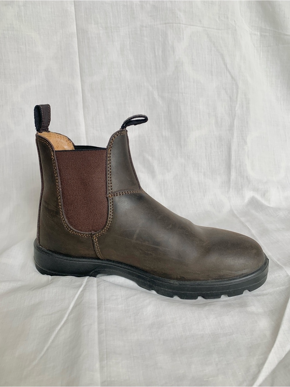 Men's Brown Leather Chelsea Slip-On Water Resistant Boots Size 8